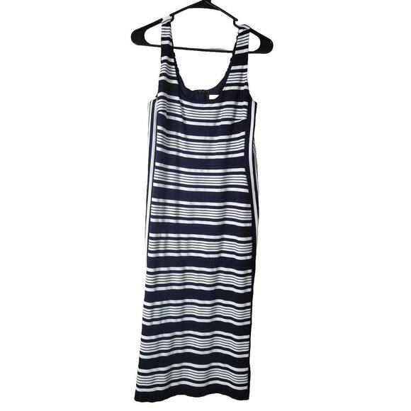 Hutch By Anthropologie Midi Dress Navy White Striped Nautical Size XL - Picture 1 of 4